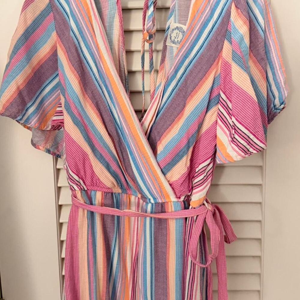 Blue rain multicoloured striped wrap